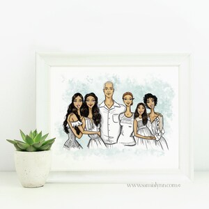 Custom Family Illustration - Custom Portrait - Sketch of Family - Fashion Illustration - Custom Drawing - Gift for Mom
