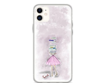 Book Print Phone Case - Book Lover iPhone Case - Samsung Phone Case - Bookworm Fashion Print - Fashion Illustration - Gift for Her