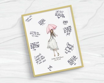 Custom Bridal Shower Illustration - Dress Drawing - Bridal Sketch - Bride to Be - Bridal Shower Gift - Guest Book