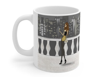City Party Mug - Fashion Mug - NYE - NYC Fashion - Fashion Illustration - Cheers - Champagne