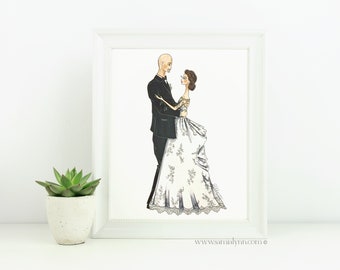 Custom Father Daughter Illustration - Father Wedding Drawing - Father of the Bride - Father Daughter Dance - Wedding Dress Sketch