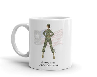 Service Women Mug - Fashion Illustration - Navy - Army - Coast Guard - Marine - Air Force - Police - Firefighter - Military