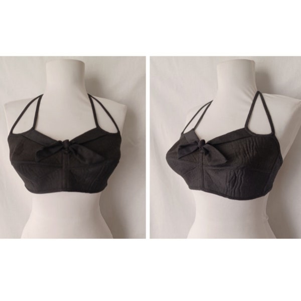 Vintage 1950s VLV Lovable Black Halter Bra Top