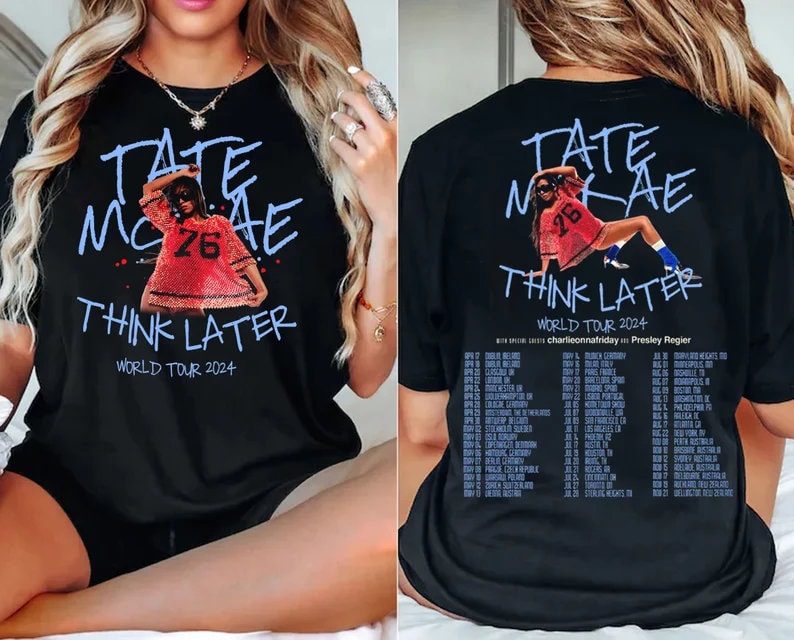 Tate McRae 2024 Tour Shirt, The Think Later World Tour Shirt, Retro Concert 2024 Shirt, Vintage Tate McRae Shirt, Tate McRae Fan Gift Shirt