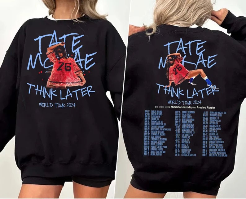 Tate McRae 2024 Tour Shirt, The Think Later World Tour Shirt, Retro Concert 2024 Shirt, Vintage Tate McRae Shirt, Tate McRae Fan Gift Shirt