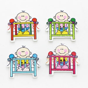 Baby Holzknopf, Assorted Farbe, Rosa Grün Blau Rot, Niedlich und Besondere, Für Babyparty Kinder Party Dekorativ, 2 Löcher, 32mm