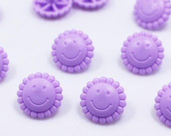 Purple Sun Snap Fastener, Purple Snap Buttons, Press Stud, Upholstery Buttons, Snaps Popper, For Baby Diaper Diy Craft, Smile Sun, 13mm