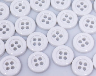Boutons blancs, bord surélevé fin, finition brillante, quatre trous, pour coudre un chemisier de chemise bricolage, forme ronde, 11,5 mm, 0,45 pouce, couleur unie, 20 pièces