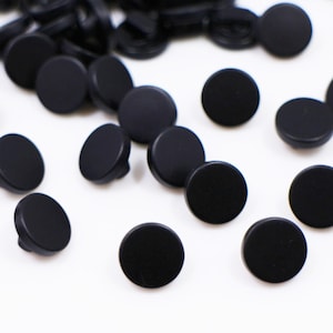 Matte Black Shank Buttons, Flat Top, No Shine, Back Hole, Round Shape, For Blouse Shirt Jacket Blazer, Stylish Classic, 10mm, 15mm, 20mm