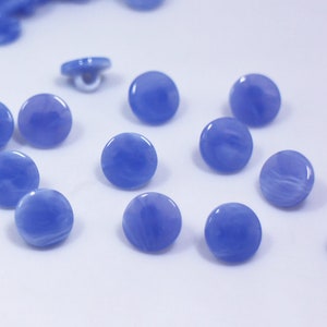 Blue Marble Pattern Shank Buttons, Round Flat Top Shape, Made of Acrylic, 11.5mm, Royal Blue Color, For Dress Cardigan Sewing, Back Hole