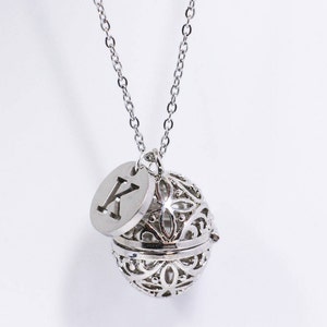Egg Essential Oil Necklace, For Aromatherapy Oil Perfume Diffuse, Personalized Initial Charm, s925 Silver Chain, Case Locket Pendant Jewelry