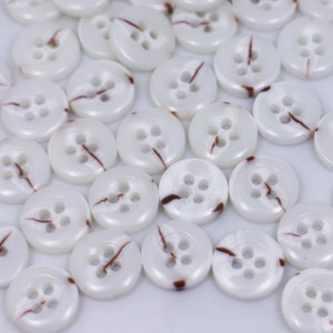 Botón de patrón de mármol blanco, botón de resina de cuatro agujeros pequeños, botón de pijama de blusa de camisa, botón de forma redonda, botón pequeño, 11,5 mm