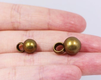 Ball Shaped Shank Button, Antique Bronze Color, For Sewing Shirt Blouse Blazer, Sphere Shape, Extra Small, 8mm, 10mm, Retro Vintage Style