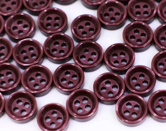 Bouton rouge foncé, petite taille, couleur rouge bordeaux, quatre trous, pour chemise chemisier pyjama, en résine, 10 mm, 0,4 pouce, norme de base simple