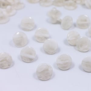 Cream White Shank Buttons, Marble Pattern, Round Flat Top Shape, Ivory Pearl White Color, Retro Style, 11.5mm, Back Hole, Elegant Classy