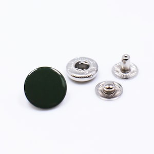 Boutons encliquetable en métal vert foncé brillant, boutons-pression vert armée, bouton-pression, attache Snap, fournitures d’artisanat en cuir, fermeture de portefeuille, boutons de rembourrage