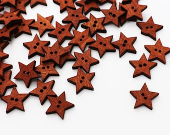 May include: A scattering of brown wooden star-shaped buttons.