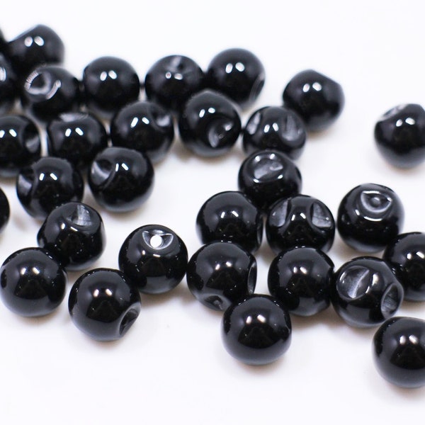 Black Ball Shaped Shank Buttons, Back Hole, Round Shank, For Sewing Chinese Long Dress Blazer DIY, Made of ABS Plastic, 9mm, 10mm, 11mm,15mm