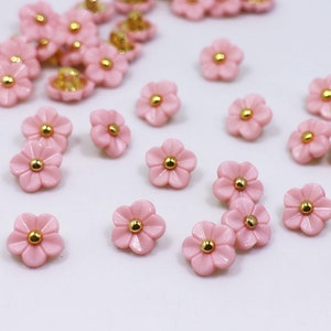 Pink Flower Buttons, Japanese Sakura Flower, Floral Shaped, Pink and Gold Colors, For Sewing Cardigan Wedding Dress, 11.5mm,Elegant Romantic