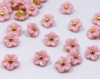 Boutons de fleurs roses, fleur de Sakura japonaise, en forme de fleurs, couleurs rose et or, pour coudre une robe de mariée cardigan, 11,5 mm, élégant romantique