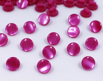 Dark Pink Shank Buttons, Shiny Finish, Small Size, Back Hole, For Dress Cardigan Blouse, Made of Resi, Round Shaped, 10mm, 0.4inch, 20pcs
