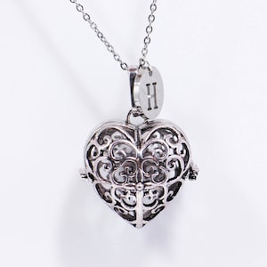Heart Locket Necklace, Antique Silver Color, For Essential Oils Aromatherapy Oil Diffuser, s925 Silver Chain, Case Pendant,Large Heart Shape