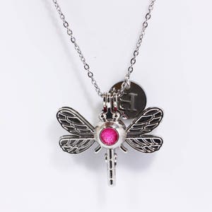 Collier d'huiles essentielles Dargonfly, pour parfum d'huile d'aromathérapie diffuse, pendentif initial personnalisé, chaîne en argent sterling, médaillon de cas