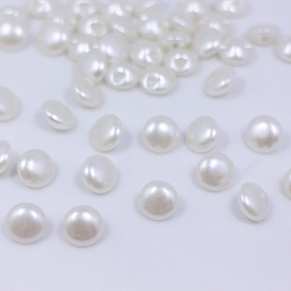 Boutons à tige blanche perle, tige tunnel, aspect perle, couleur blanc crème, forme ronde, pour chemisier de robe de mariée, 10 mm, 0,4 pouce, élégant et chic