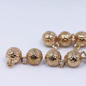 Gold Ball Shaped Metal Shank Button, Mini Tiny Size, For Making Doll Cloth, Sewing Cardigan, Elegant Classy, Heavy, 6mm, 0.23inch, Golden