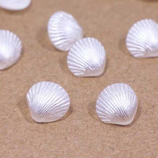 Boutons à tige en forme de coquillage blanc, finition brillante, élégant côtier unique, pour coudre une robe de mariée cardigan, pull, 12,5 mm, demi-pouce