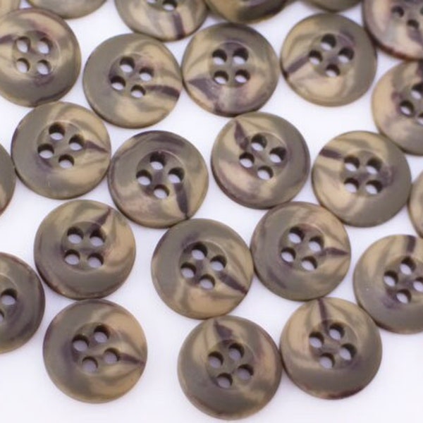 Green and Beige Camouflage Buttons, Matte Army Green Color , Camouflage Pattern, Four Holes, For Wargame Shirt, 10mm, 11.5mm, Man Wild Cool