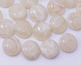 Boutons à tige blanc crème, tige tunnel, couleur beige clair, motif marbré, trou arrière, en acrylique, pour pull cardigan, élégant, 11 mm