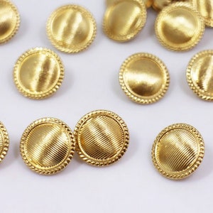 Golden Color Metal Shank Buttons, Gold Color, Striped Pattern, Retro Vintage Style, For Sewing Sweater Blazer Jacket, 15mm, 0.6inch, Round