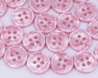 Light Pink Shell Looking Buttons, Four Holes, For Sewing Blouse Shirt Pajama, Flat Top, 11.5mm, 0.45inch, Round Shape, Small Size, Beautiful