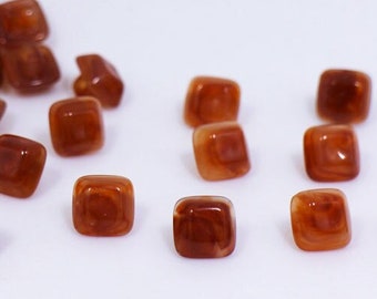 Brown Square Shank Buttons, Marble Pattern, Trapezium Shaped, Brown Color, For Sewing Blouse Shirt Cardigan DIY, Special Shape, 11.5mm