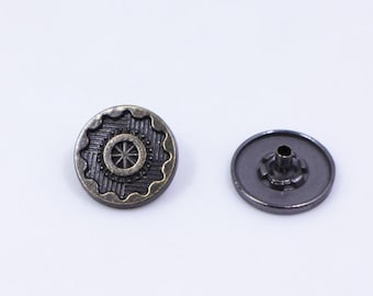 Snap Buttons, Antique Bronze Color Press Stud, Upholstery Button, Snap Fastener, Leather Craft Closure, Metal Snap Buttons, 17mm