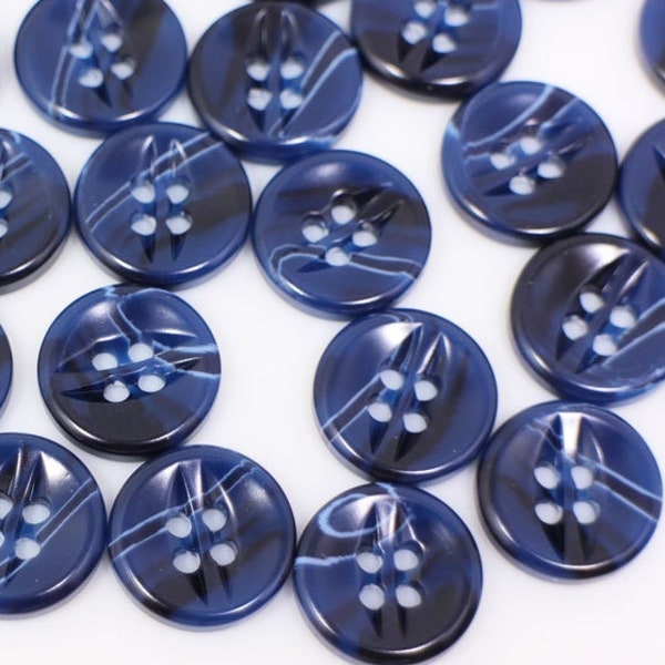 Blue Fish Eyes Button, Dark Blue, Large Size, Dark Blue Color, For Sewing Men Suit Jacket Blazer, Four Holes, Bowl Shaped, 15mm, 0.6inch