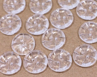 Round Acrylic Buttons, Clear Transparent, For Sewing Wedding Dress Cardigan Sweater, Two Holes, 15mm, 0.6inch, Round Shape, Elegant Stylish