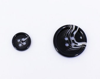 Black Jacket Buttons, Marble Pattern, For Men Suit Blazer Shirt, Four Holes, 11.5mm, 20mm, Pairing Matching, Retro Vintage Style, Raise Edge