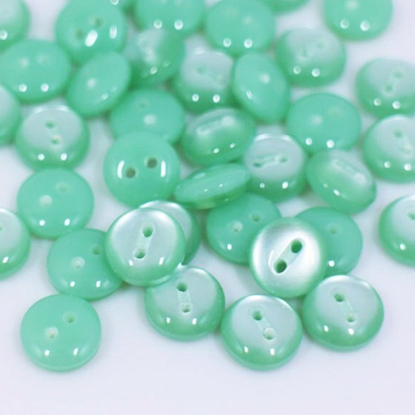 Mint Green Buttons, Light Green Color, Two Holes, Thick Round, Smooth Edge, For Sewing Shirt Children Cardigan, Candy Summer Colors, 11.5mm