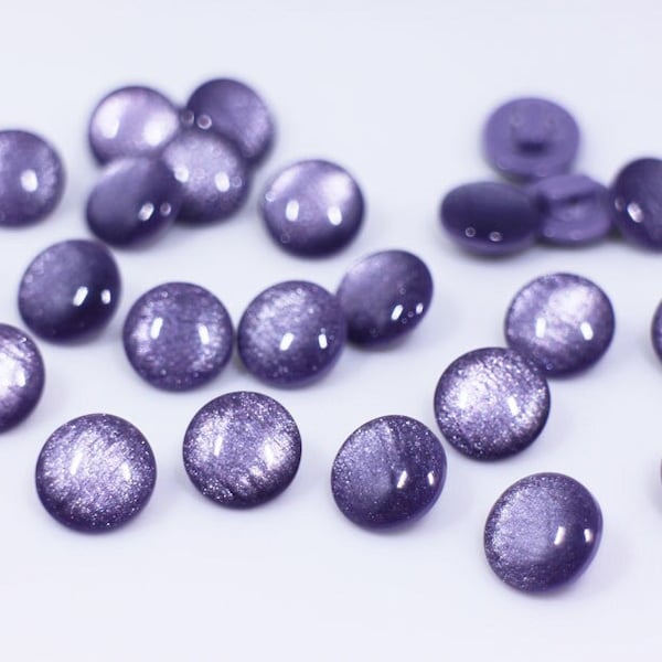 Dark Purple Shimmer Shank Button, Shiny Glitter Shimmer, Mushroom Shaped, For Dress Cardigan Blouse, 11.5mm, 0.45inch, Pretty Galaxy Theme