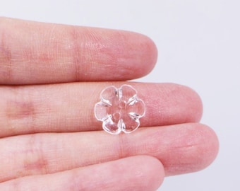 Clear Flower Buttons, Made of Acrylic, For Sewing Wedding Dress Cardigan Decorative, Two Holes, 12.5mm, Half Inch, Cute Elegant, Plum Flower