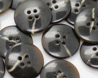 Dark Brown Button, Marble Pattern, Retro Vintage Style, Smooth Edge, Thin Round Shape, Four Holes, Made of Resin, For Blazer Jacket, 22mm