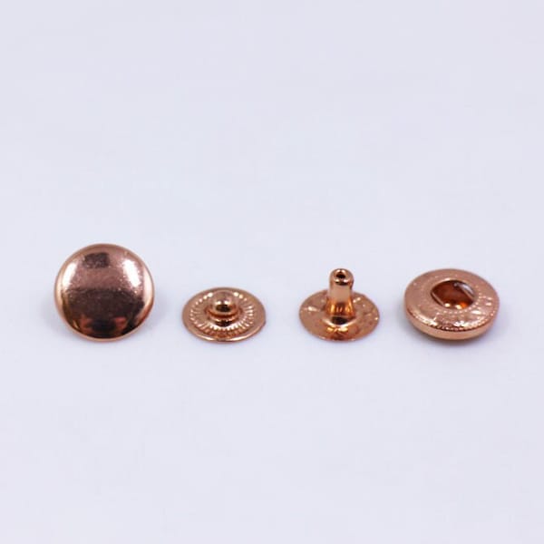 Rose Gold Metal Black Snap Buttons, Pinkish Gold Color, Press Stud, Snaps Popper, Round Snap Fastener, Upholstery Buttons, Model 633, 13mm