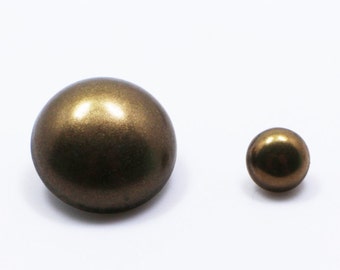 Antique Bronze Color Metal Shank Button, Mushroom Round Shape, For Sewing Shirt Blazer Jacket Coat, 9mm, 12.5mm, 20mm, Retro Vintage Style