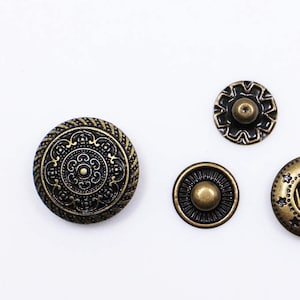 Flower Snap Buttons, Antique Bronze Color Press Stud, Upholstery Button, Snap Fastener, Leather Craft Closure, Metal Snap Buttons, 15mm