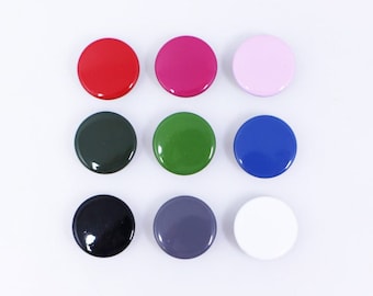 Boutons pression en métal colorés, rouge rose rose foncé vert foncé bleu noir blanc gris, couleur unie brillante, boutons-pression plats, bouton-pression