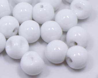 Boutons à tige en forme de boule blanche, tige de tunnel, brillant, couleur unie, forme de sphère, pour coudre un cardigan de robe de mariée, élégant et chic, 10 mm