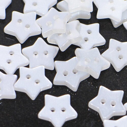 White Star Buttons Star Shaped Buttons Resin Buttons Shiny Etsy