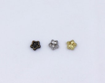 Mini Star Metal Button, Extra Small Tiny Size, Star Shape, Silver Antique Bronze Gold Color, Two Holes, For Doll Cloth Making, 4mm, 0.15inch